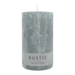 RUSTIC-Stumpenkerze Silbergrau, WENZEL, 140/80 mm, Brenndauer ca. 76h, selbstverlöschend