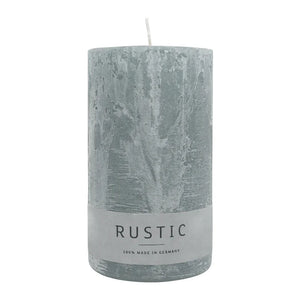 RUSTIC-Stumpenkerze Silbergrau, WENZEL, 140/80 mm, Brenndauer ca. 76h, selbstverlöschend