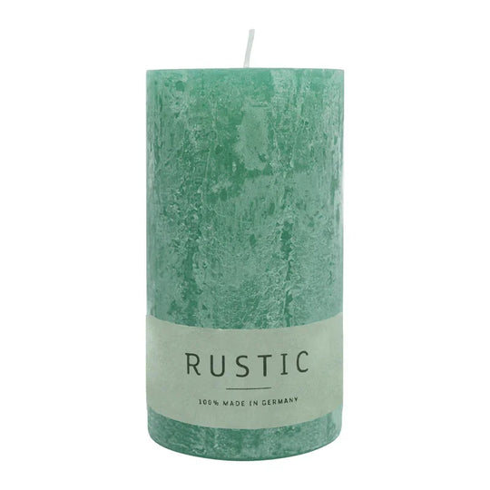 RUSTIC-Stumpenkerze Smaragd, WENZEL, 110/60 mm, Brenndauer ca. 38h, selbstverlöschend