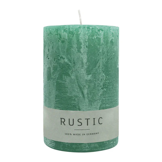 RUSTIC-Stumpenkerze Smaragd, WENZEL, 110/70 mm, Brenndauer ca. 51h, selbstverlöschend