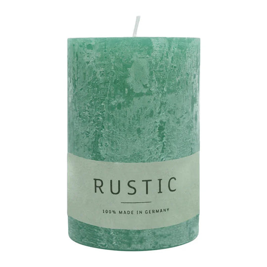 RUSTIC-Stumpenkerze Smaragd, WENZEL, 80/60 mm, Brenndauer ca. 25h, selbstverlöschend