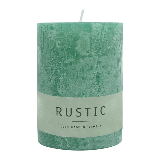 RUSTIC-Stumpenkerze Smaragd, WENZEL, 80/70 mm, Brenndauer ca. 34h, selbstverlöschend