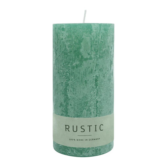 RUSTIC-Stumpenkerze Smaragd, WENZEL, 140/70 mm, Brenndauer ca. 69h, selbstverlöschend
