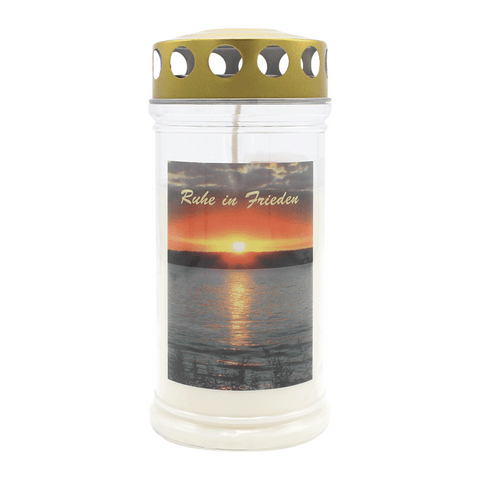 JEKA-Motivkerze "Sonnenuntergang", 100% Pflanzenöl, 75/170 mm, Brenndauer bis zu 4 Tage, Lieferumfang 3 Stück, Grabkerzen