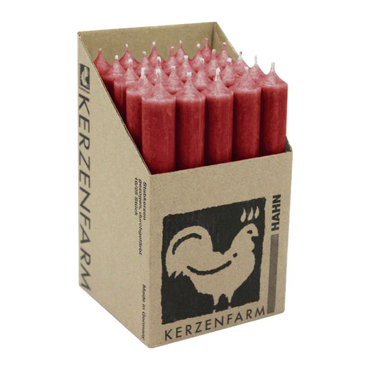 Stabkerzen Dunkelrot, 180/22 mm, KERZENFARM HAHN, Brenndauer 8h, 25 St.