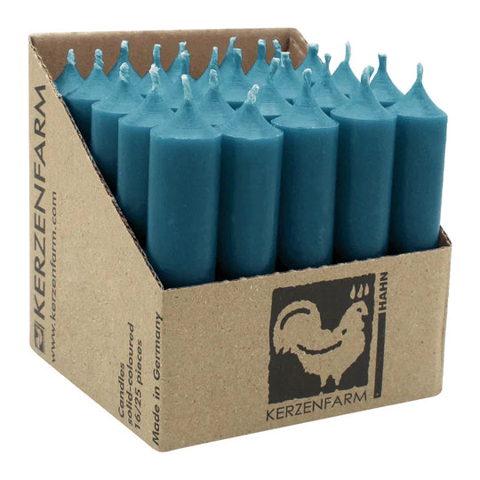 Stabkerzen Ozeanblau, 100/22 mm, KERZENFARM HAHN, Brenndauer 4h, 25 St.