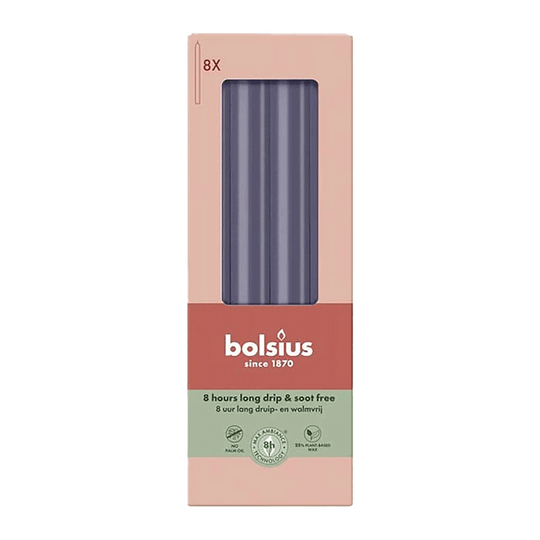 Stabkerzen, Stürmisches Grau, BOLSIUS Essentials, 20/230 mm, Brenndauer ca. 8h, 8 Stück pro Verpackung, Torpedokerzen, Dinnerkerzen