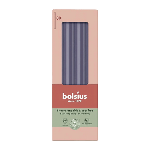 Stabkerzen, Stürmisches Grau, BOLSIUS Essentials, 20/230 mm, Brenndauer ca. 8h, 8 Stück pro Verpackung, Torpedokerzen, Dinnerkerzen