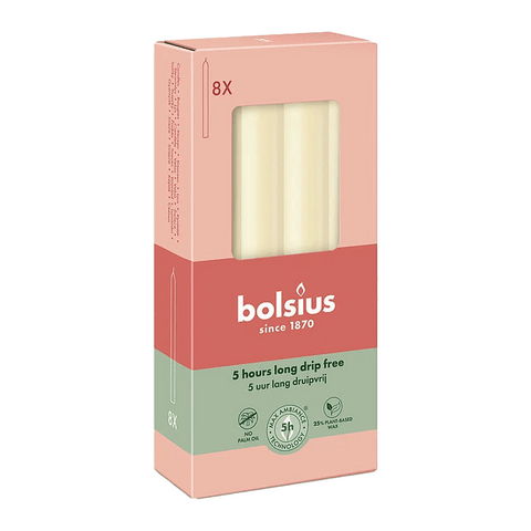 Stabkerzen, Weiche Perle, BOLSIUS Essentials, 20/170 mm, Brenndauer ca. 5h, 8 Stück pro Verpackung, Torpedokerzen, Dinnerkerzen