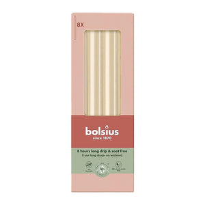 Stabkerzen, Weiche Perle, BOLSIUS Essentials, 20/230 mm, Brenndauer ca. 8h, 8 Stück pro Verpackung, Torpedokerzen, Dinnerkerzen