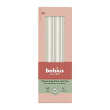 Stabkerzen, Wolkiges Weiß, BOLSIUS Essentials, 20/230 mm, Brenndauer ca. 8h, 8 Stück pro Verpackung, Torpedokerzen, Dinnerkerzen