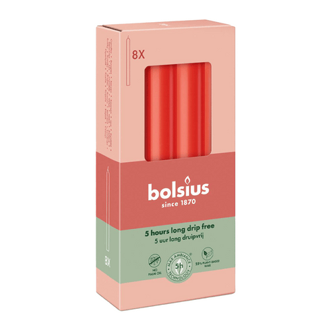 Stabkerzen Zartes Rot, 170/20 mm, BOLSIUS, 5h, 8 St. –
