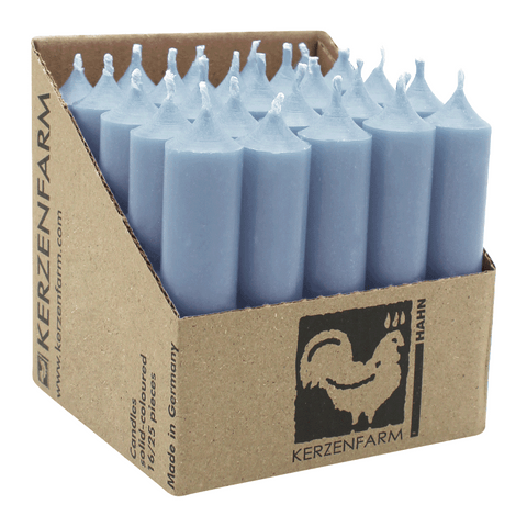 Stabkerzen aus Paraffin, 100/22 mm, Pastellblau, KERZENFARM HAHN, Brenndauer ca. 4h, 25 Stück pro Verpackung
