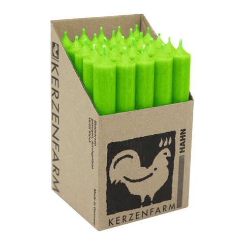 Stabkerzen aus Paraffin, 180/22 mm, Neon-Grün, KERZENFARM HAHN, Brenndauer ca. 8h, 25 Stück pro Verpackung
