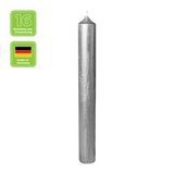 Stabkerzen aus Paraffin, 180/22 mm, Rustikal, Silber, KERZENFARM HAHN, Brenndauer ca. 8h, 16 Stück pro Verpackung - luterna.de