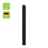 Stabkerzen aus Paraffin, 180/22 mm, Schwarz, KERZENFARM HAHN, Brenndauer ca. 8h, 25 Stück pro Verpackung - luterna.de