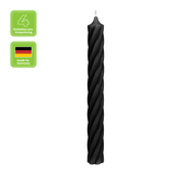 Stabkerzen aus Paraffin, RUSTIC TWIST, 250/28 mm, Schwarz, WENZEL, Brenndauer ca. 16h, 4 Stück pro Verpackung - luterna.de