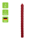 Stabkerzen aus Paraffin, RUSTIC TWIST, 350/28 mm, Rubin, WENZEL, Brenndauer ca. 20h, 4 Stück pro Verpackung - luterna.de