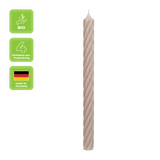Stabkerzen aus Paraffin, RUSTIC TWIST, 350/28 mm, Sahara, WENZEL, Brenndauer ca. 20h, 4 Stück pro Verpackung - luterna.de