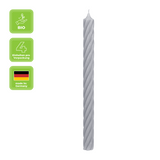 Stabkerzen aus Paraffin, RUSTIC TWIST, 350/28 mm, Silbergrau, WENZEL, Brenndauer ca. 20h, 4 Stück pro Verpackung - luterna.de