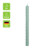 Stabkerzen aus Paraffin, RUSTIC TWIST, 350/28 mm, Smaragd, WENZEL, Brenndauer ca. 20h, 4 Stück pro Verpackung - luterna.de