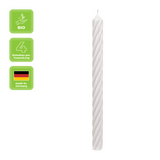 Stabkerzen aus Paraffin, RUSTIC TWIST, 350/28 mm, Wollweiß, WENZEL, Brenndauer ca. 20h, 4 Stück pro Verpackung - luterna.de