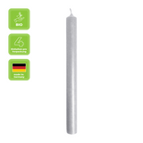 Stabkerzen aus Paraffin, Silbergrau, Rustic, WENZEL, 250/22 mm, Brenndauer ca. 10h, plastikfrei, 4 Stück - luterna.de