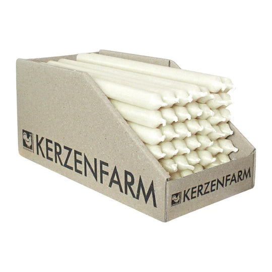 Stabkerzen aus Paraffin, 180/13 mm, Elfenbein, KERZENFARM HAHN, Brenndauer ca. 3,5h, 49 Stück pro Verpackung