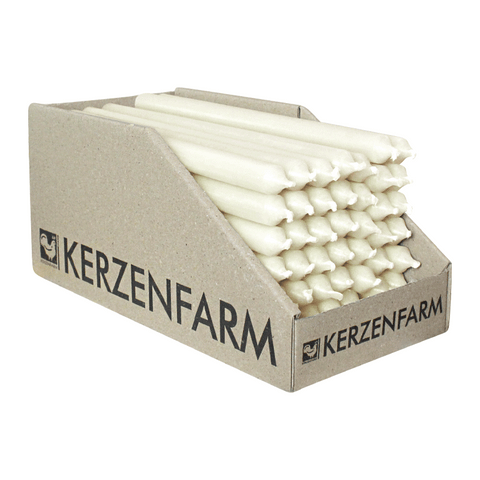 Stabkerzen aus Paraffin, 180/13 mm, Elfenbein, KERZENFARM HAHN, Brenndauer ca. 3,5h, 49 Stück pro Verpackung