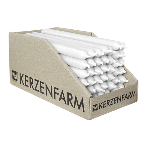 Stabkerzen aus Paraffin, 180/13 mm, Weiß, KERZENFARM HAHN, Brenndauer ca. 3,5h, 49 Stück pro Verpackung