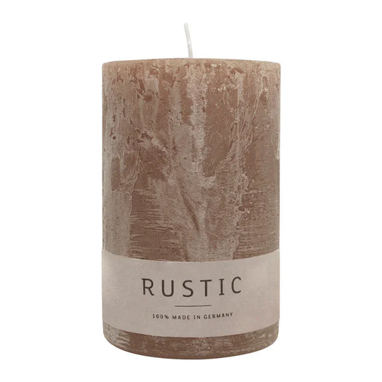 RUSTIC-Stumpenkerze Stein, WENZEL, 110/70 mm, Brenndauer ca. 51h, selbstverlöschend