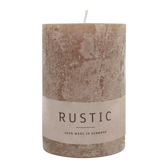 RUSTIC-Stumpenkerze Stein, WENZEL, 80/60 mm, Brenndauer ca. 25h, selbstverlöschend