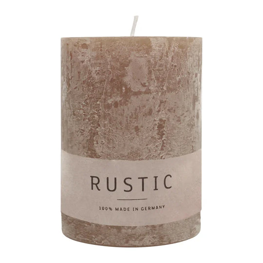RUSTIC-Stumpenkerze Stein, WENZEL, 80/70 mm, Brenndauer ca. 34h, selbstverlöschend