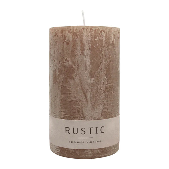 RUSTIC-Stumpenkerze Stein, WENZEL, 140/80 mm, Brenndauer ca. 76h, selbstverlöschend