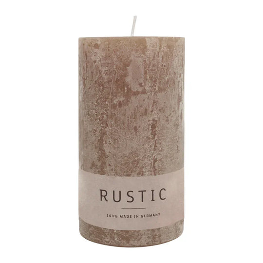 RUSTIC-Stumpenkerze Stein, WENZEL, 110/60 mm, Brenndauer ca. 38h, selbstverlöschend