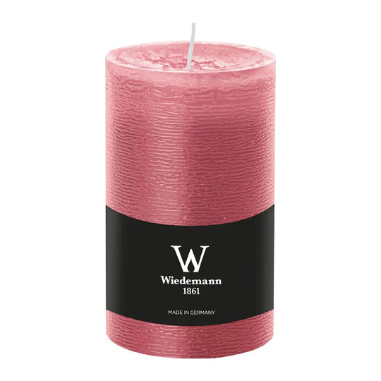 Stumpenkerze aus Paraffin, Altrosa, Marble Rustik, Wiedemann, 130/78 mm, Brenndauer ca. 63h, durchgefärbt