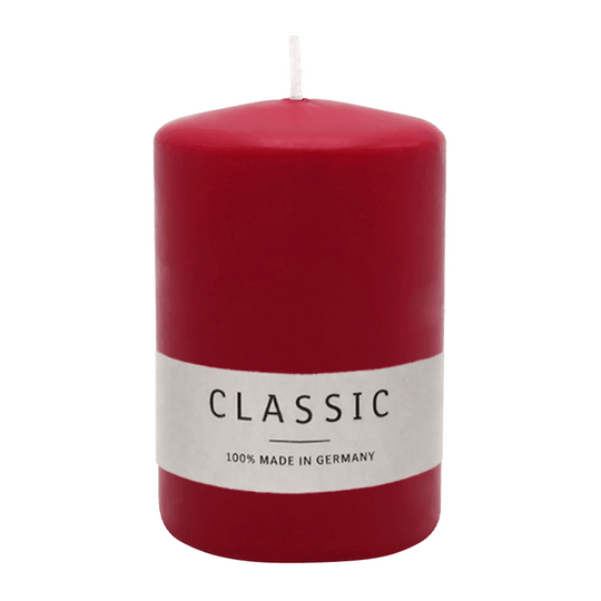 Stumpenkerze aus Paraffin, Altrot, WENZEL, 80/60 mm, Brenndauer ca. 22h, selbstverlöschend