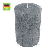 Stumpenkerze aus Paraffin, Anthrazit, Rustic, WENZEL, 80/60 mm, Brenndauer ca. 25h, selbstverlöschend - luterna.de
