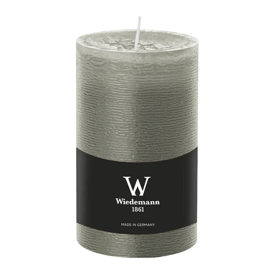 Stumpenkerze aus Paraffin, Betongrau, Marble Rustik, Wiedemann, 130/78 mm, Brenndauer ca. 63h, durchgefärbt