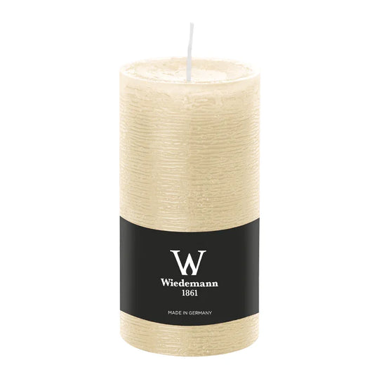 Stumpenkerze aus Paraffin, Bisquit, Marble Rustik, Wiedemann, 130/68 mm, Brenndauer ca. 54h, durchgefärbt