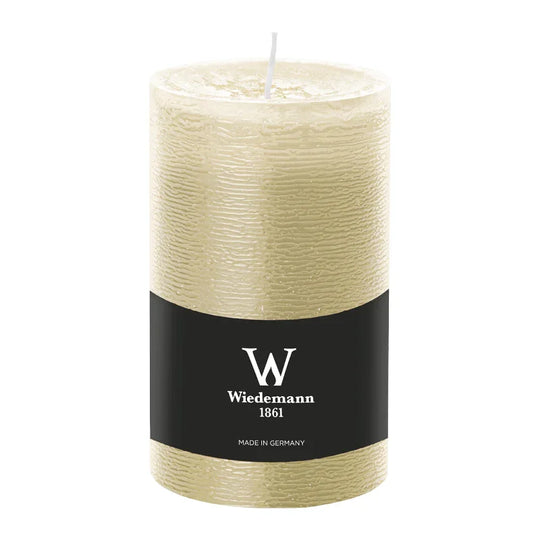 Stumpenkerze aus Paraffin, Bisquit, Marble Rustik, Wiedemann, 130/78 mm, Brenndauer ca. 63h, durchgefärbt
