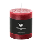 Stumpenkerze aus Paraffin, Bordeaux, Marble Rustik, Wiedemann, 80/68 mm, Brenndauer ca. 34h, durchgefärbt