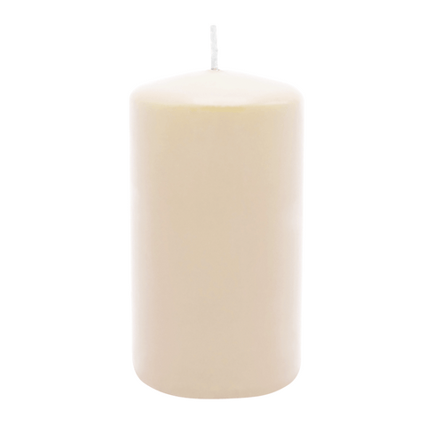 Stumpenkerze aus Paraffin, Creme, WENZEL, 100/60 mm, Brenndauer ca. 29h, selbstverlöschend