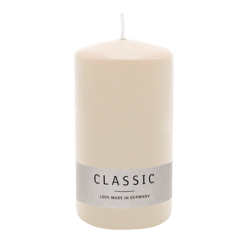 Stumpenkerze aus Paraffin, Creme, WENZEL, 130/70 mm, Brenndauer ca. 47h, selbstverlöschend