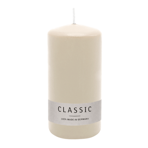 Stumpenkerze aus Paraffin, Creme, WENZEL, 150/70 mm, Brenndauer ca. 56h, selbstverlöschend