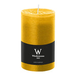 Stumpenkerze aus Paraffin, Dotter, Marble Rustik, Wiedemann, 130/78 mm, Brenndauer ca. 63h, durchgefärbt