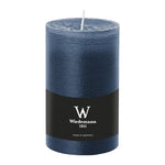 Stumpenkerze aus Paraffin, Dunkelblau, Marble Rustik, Wiedemann, 130/78 mm, Brenndauer ca. 63h, durchgefärbt