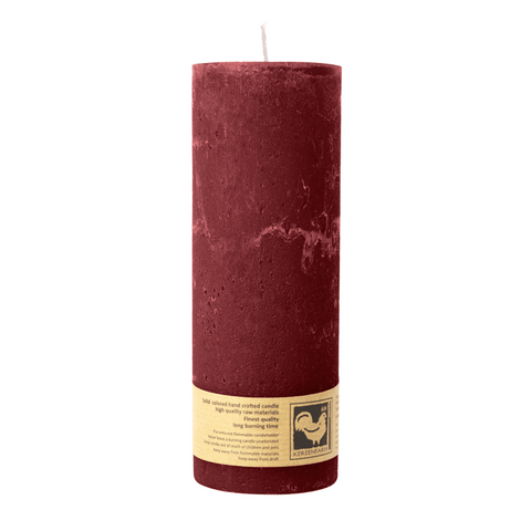 Stumpenkerze aus Paraffin, Dunkelrot, Country, 70/190 mm, KERZENFARM HAHN, Brenndauer ca. 72h