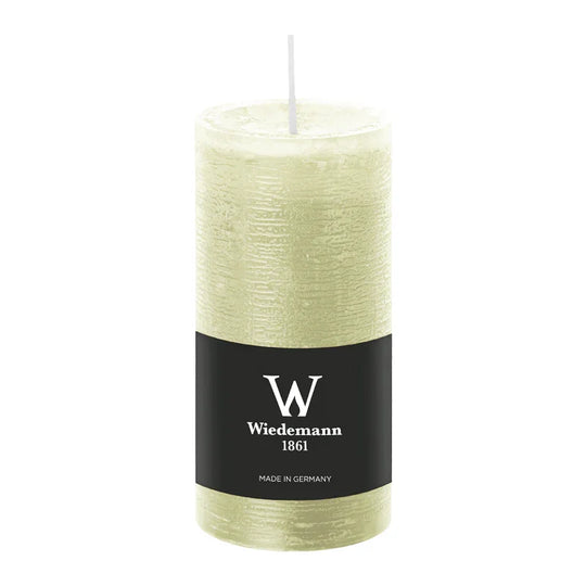 Stumpenkerze aus Paraffin, Elfenbein, Marble Rustik, Wiedemann, 120/58 mm, Brenndauer ca. 42h, durchgefärbt