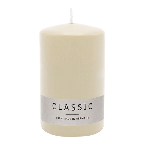 Stumpenkerze aus Paraffin, Elfenbein, WENZEL, 100/70 mm, Brenndauer ca. 34h, selbstverlöschend